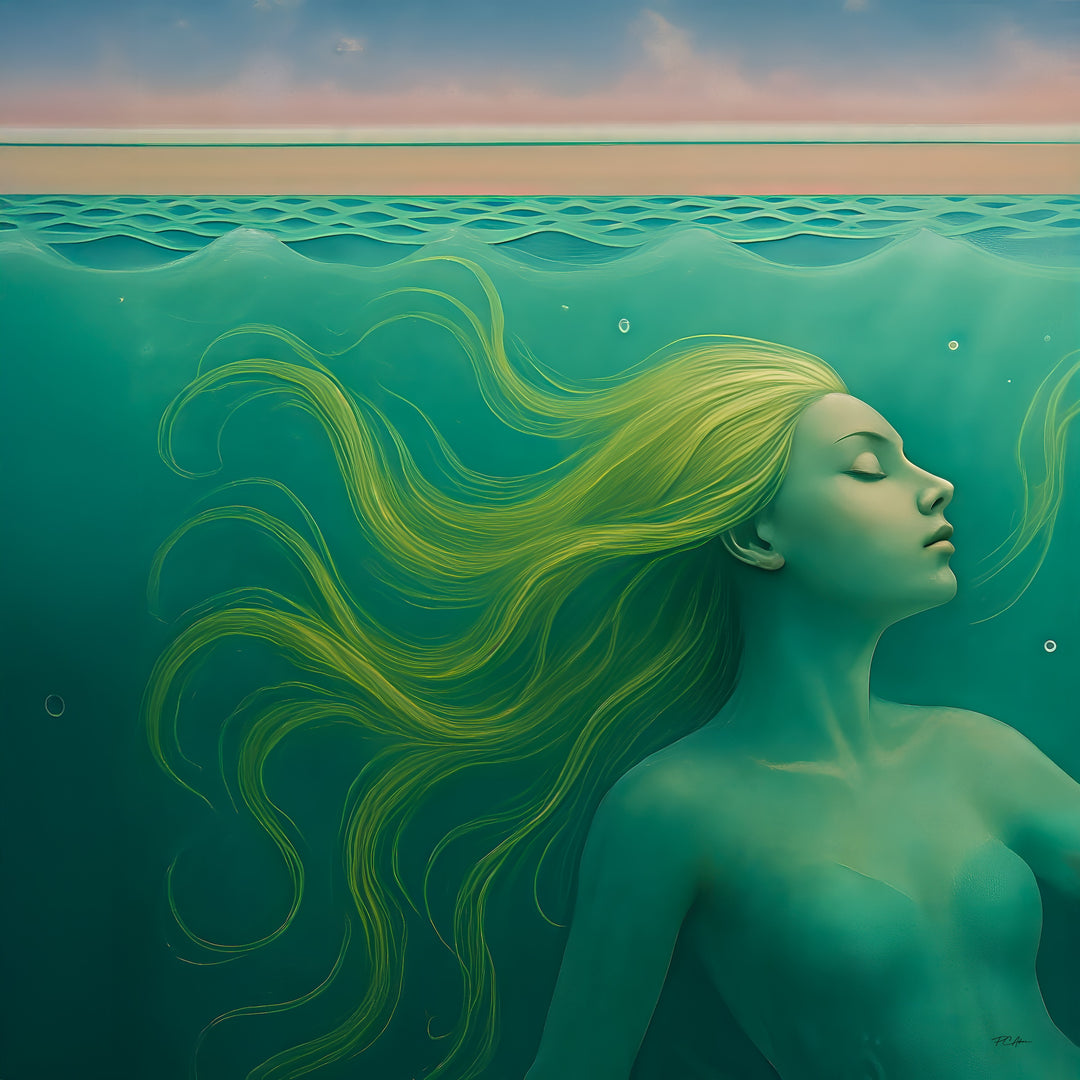 Artistic depiction of a Mermaid under the water.